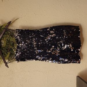 Strapless sequin dress